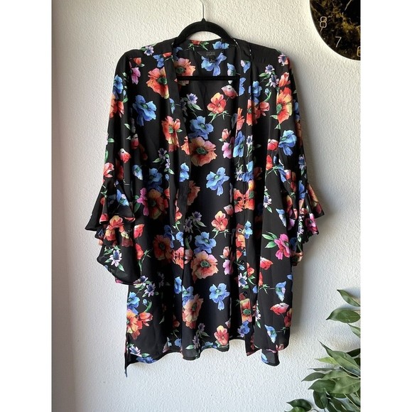 Investments Tops - Slim Factor by Investments Multicolor Floral Blouse/Tunic Button Sz L